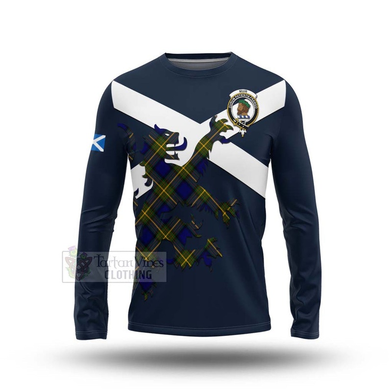 Muir Tartan Lion Rampant Long Sleeve T-Shirt  Proudly Display Your Heritage with Alba Gu Brath and Clan Name