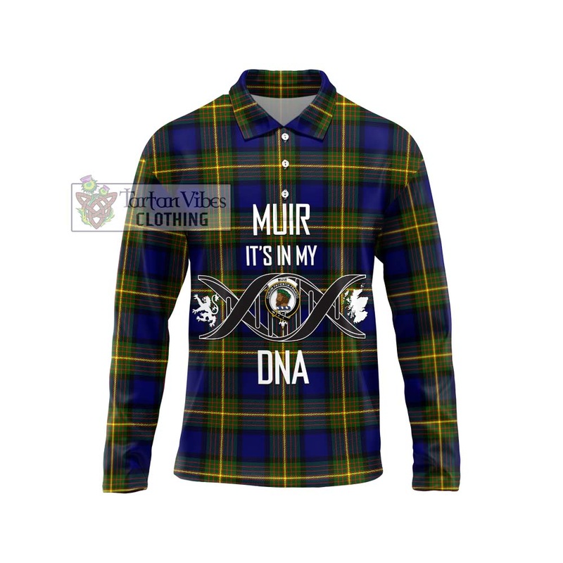Muir Tartan Long Sleeve Polo Shirt with Family Crest DNA In Me Style