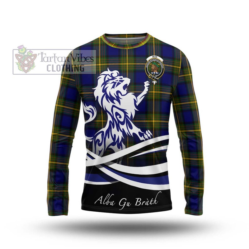 Muir Tartan Long Sleeve T-Shirt with Alba Gu Brath Regal Lion Emblem