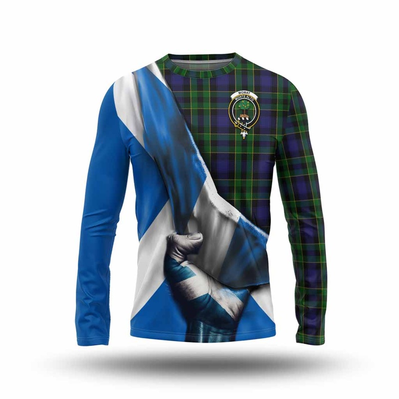 Mowat Tartan Long Sleeve T-Shirt with Family Crest Scotland Patriotic Style