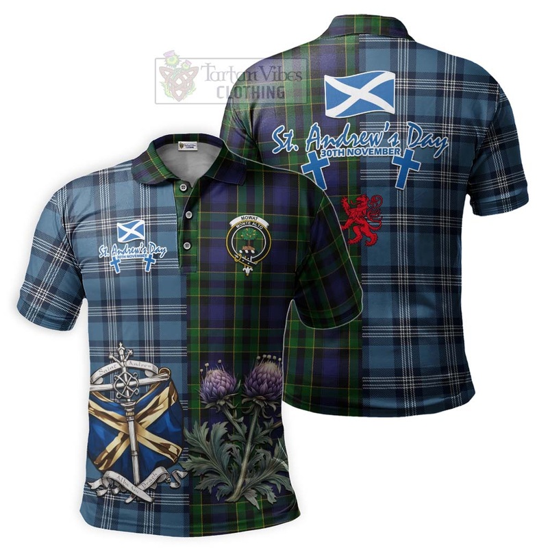 Mowat Tartan Polo Shirt Happy St. Andrew's Day Half Tartan Style