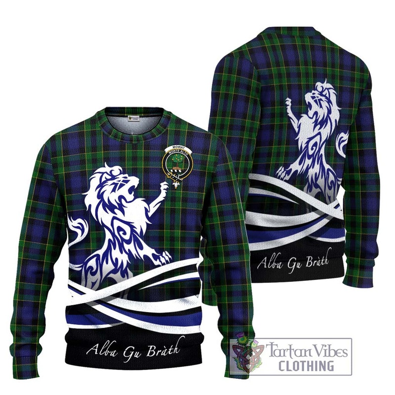 Mowat Tartan Ugly Sweater with Alba Gu Brath Regal Lion Emblem