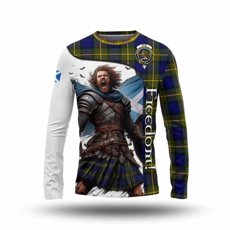 Muir Crest Tartan Long Sleeve T-Shirt Inspired by the Freedom of Scottish Warrior