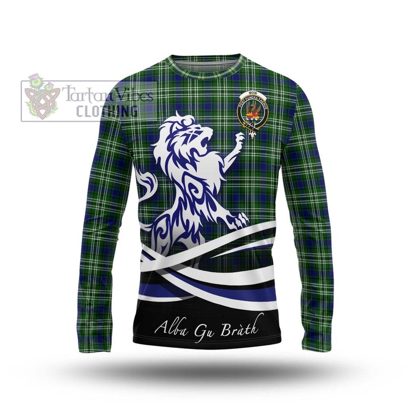 Mow Tartan Long Sleeve T-Shirt with Alba Gu Brath Regal Lion Emblem