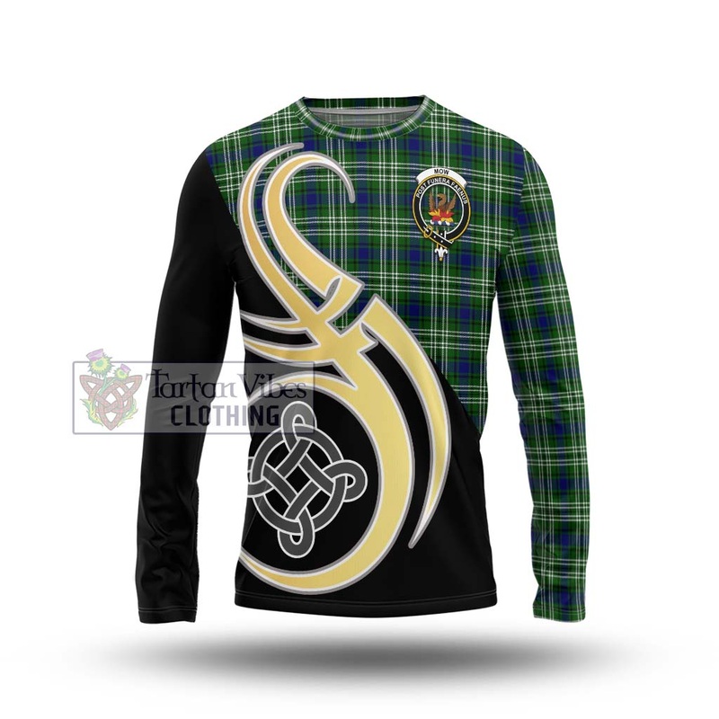 Mow Tartan Long Sleeve T-Shirt with Family Crest and Celtic Symbol Style