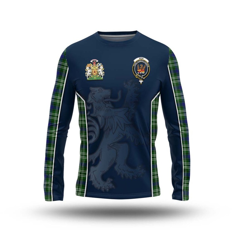 Mow Tartan Long Sleeve T-Shirt with Family Crest and Lion Rampant Vibes Sport Style