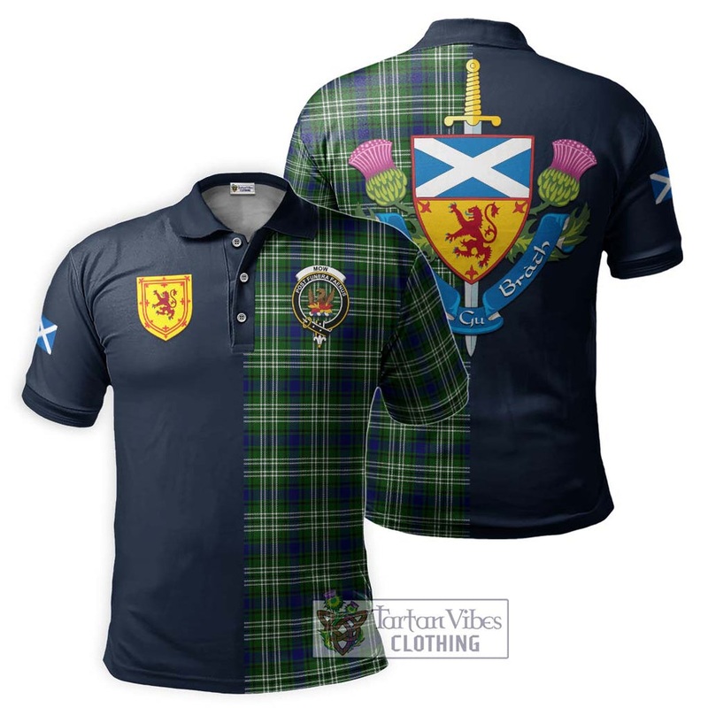 Mow Tartan Polo Shirt Alba with Scottish Lion Royal Arm Half Style