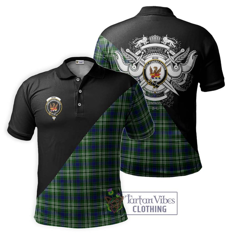 Mow Tartan Polo Shirt with Family Crest and Military Logo Style