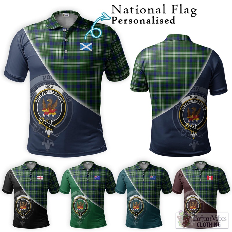 Mow Tartan Polo Shirt with Personalised National Flag and Family Crest Half Style