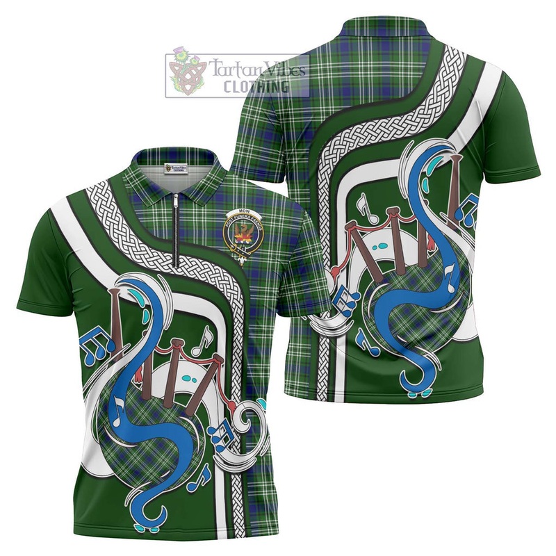 Mow Tartan Zipper Polo Shirt with Epic Bagpipe Style