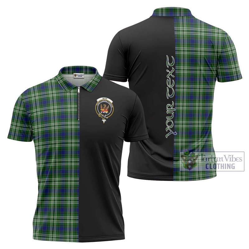 Mow Tartan Zipper Polo Shirt with Family Crest and Half Of Me Style
