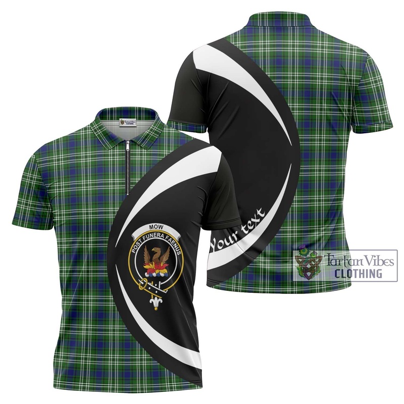 Mow Tartan Zipper Polo Shirt with Family Crest Circle Style