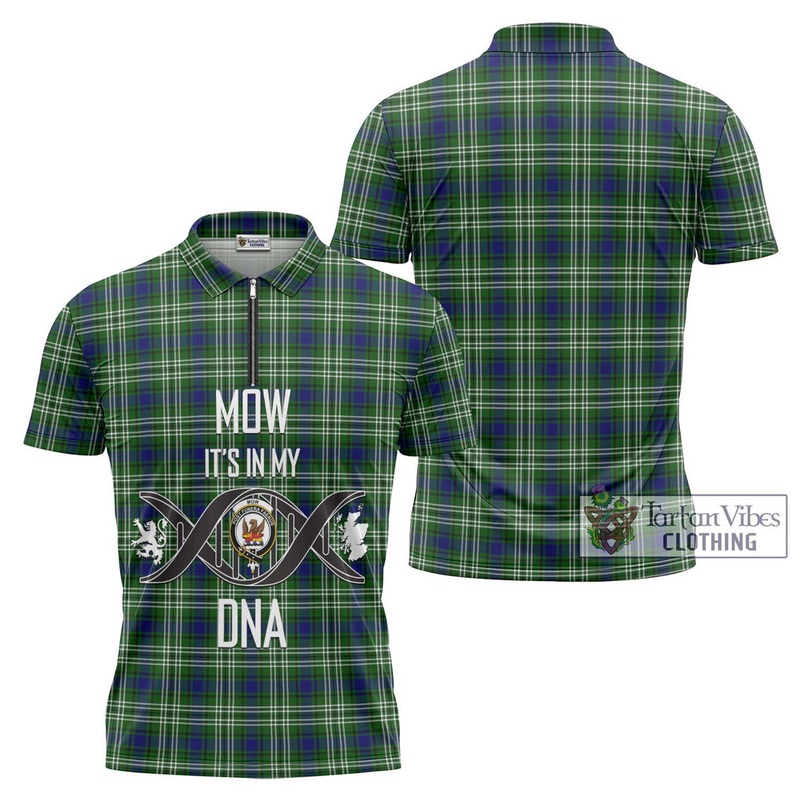Mow Tartan Zipper Polo Shirt with Family Crest DNA In Me Style