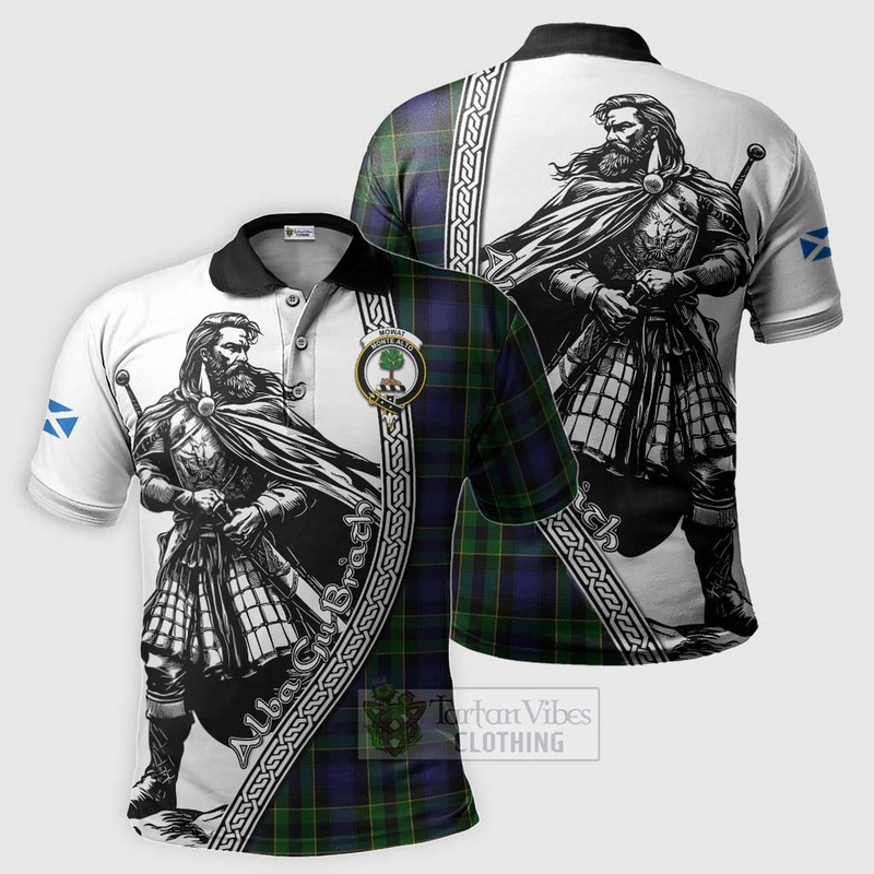 Mowat Tartan Clan Crest Polo Shirt with Highlander Warrior Celtic Style