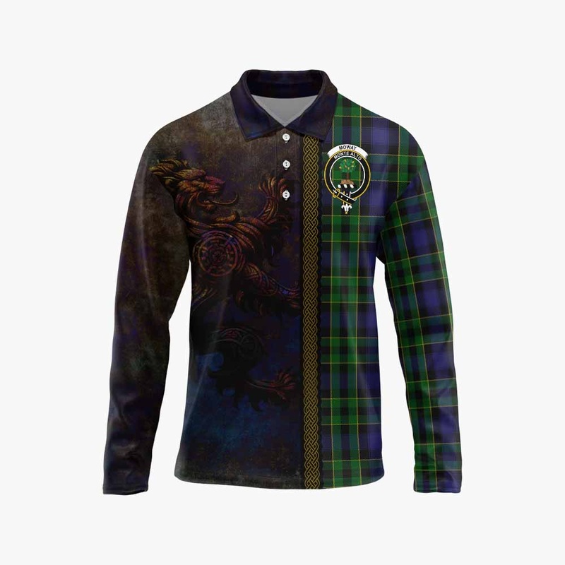 Mowat Tartan Family Crest Long Sleeve Polo Shirt Alba Gu Brath Be Brave Lion Ancient Style