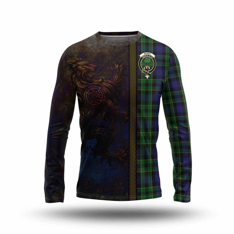 Mowat Tartan Family Crest Long Sleeve T-Shirt Alba Gu Brath Be Brave Lion Ancient Style