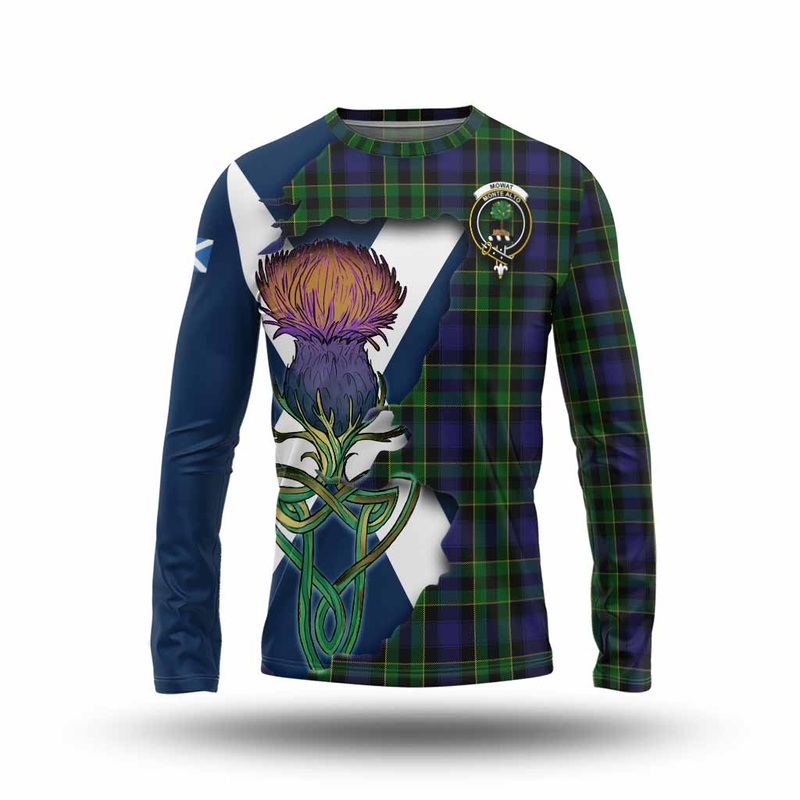 Mowat Tartan Family Crest Long Sleeve T-Shirt Scottish Thistle Celtic Inspired