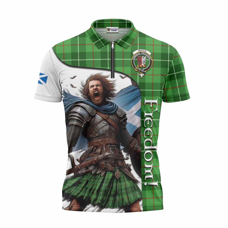 Boyle Crest Tartan Zipper Polo Shirt Inspired by the Freedom of Scottish Warrior