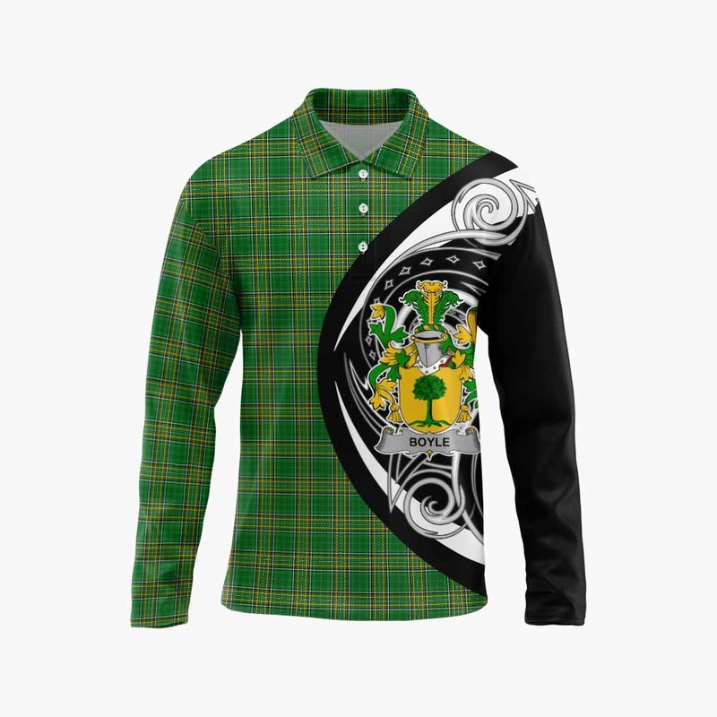 Boyle Irish Clan Long Sleeve Polo Shirt Celtic Circle Style