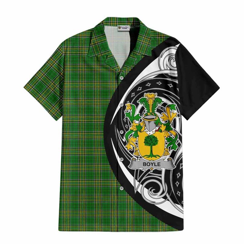 Boyle Irish Clan Short Sleeve Button Shirt Celtic Circle Style