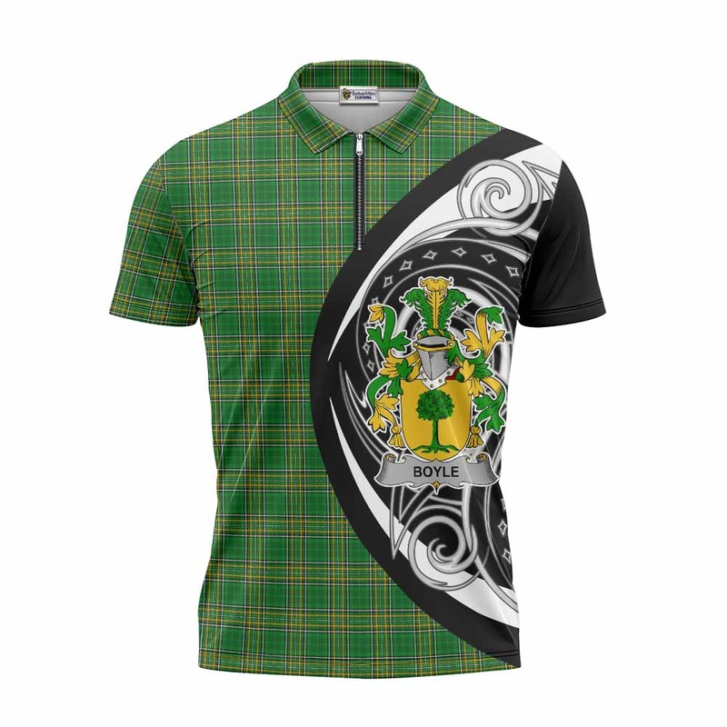 Boyle Irish Clan Zipper Polo Shirt Celtic Circle Style
