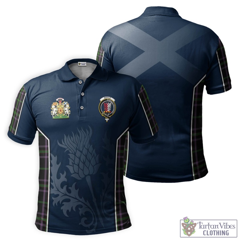 Boyle (Owen Boyle) Tartan Men's Polo Shirt with Family Crest and Scottish Thistle Vibes Sport Style