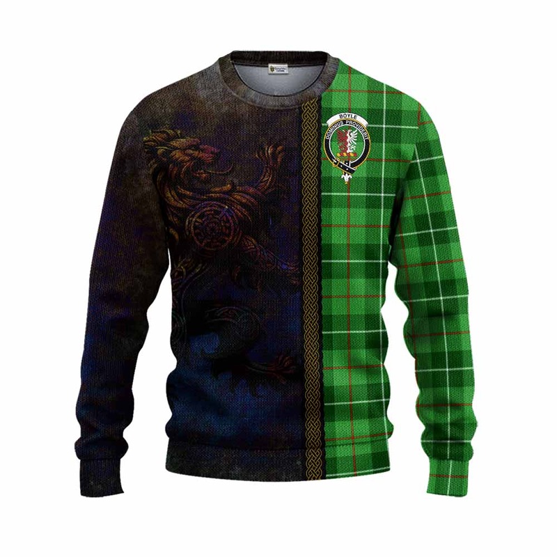Boyle Tartan Family Crest Knitted Sweater Alba Gu Brath Be Brave Lion Ancient Style