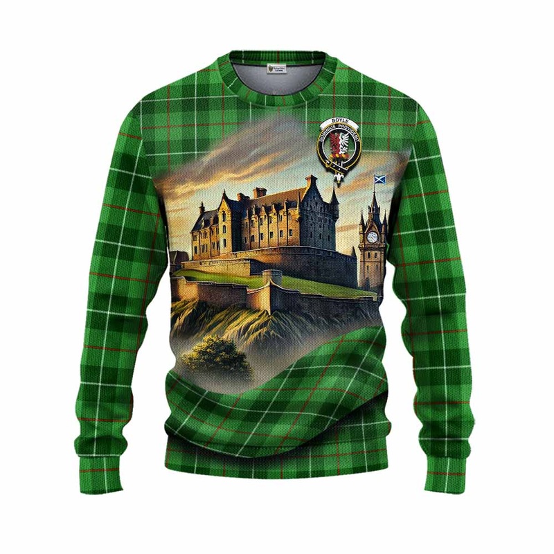 Boyle Tartan Family Crest Knitted Sweater with Scottish Ancient Castle Style