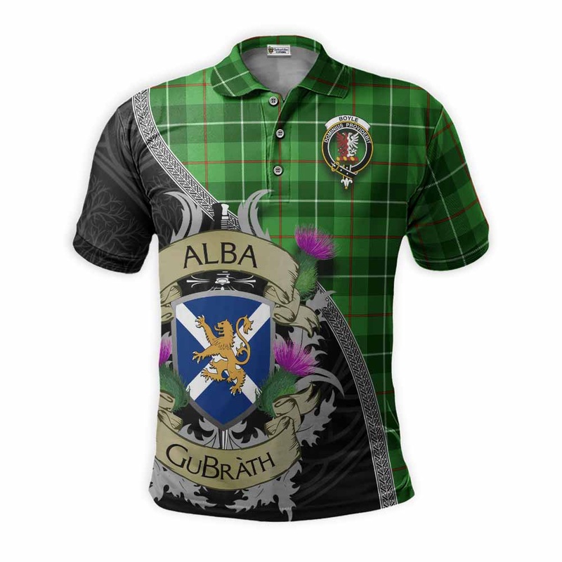Boyle Tartan Family Crest Polo Shirt Lion Rampant Royal Thistle Shield Celtic Inspired