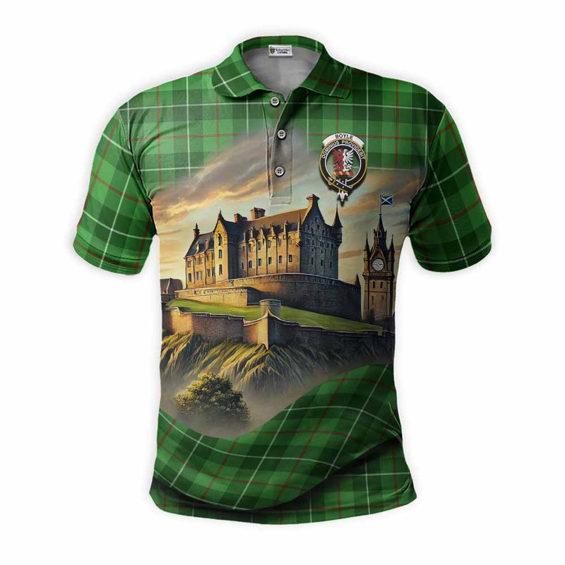Boyle Tartan Family Crest Polo Shirt with Scottish Ancient Castle Style