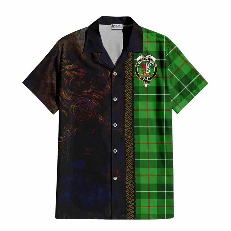 Boyle Tartan Family Crest Short Sleeve Button Shirt Alba Gu Brath Be Brave Lion Ancient Style