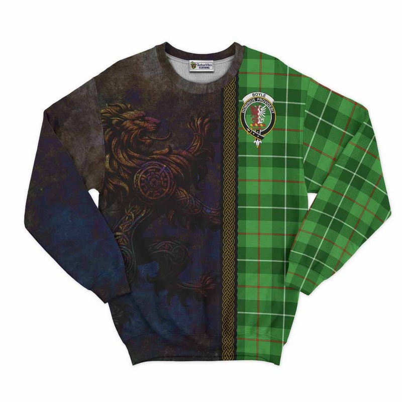 Boyle Tartan Family Crest Sweatshirt Alba Gu Brath Be Brave Lion Ancient Style