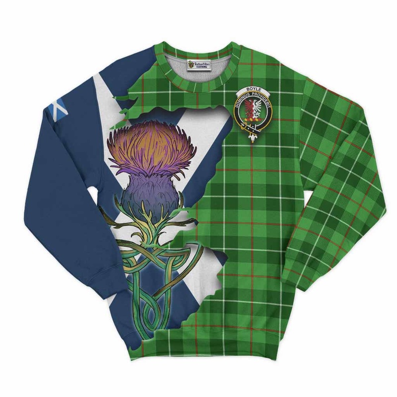 Boyle Tartan Family Crest Sweatshirt Scottish Thistle Celtic Inspired