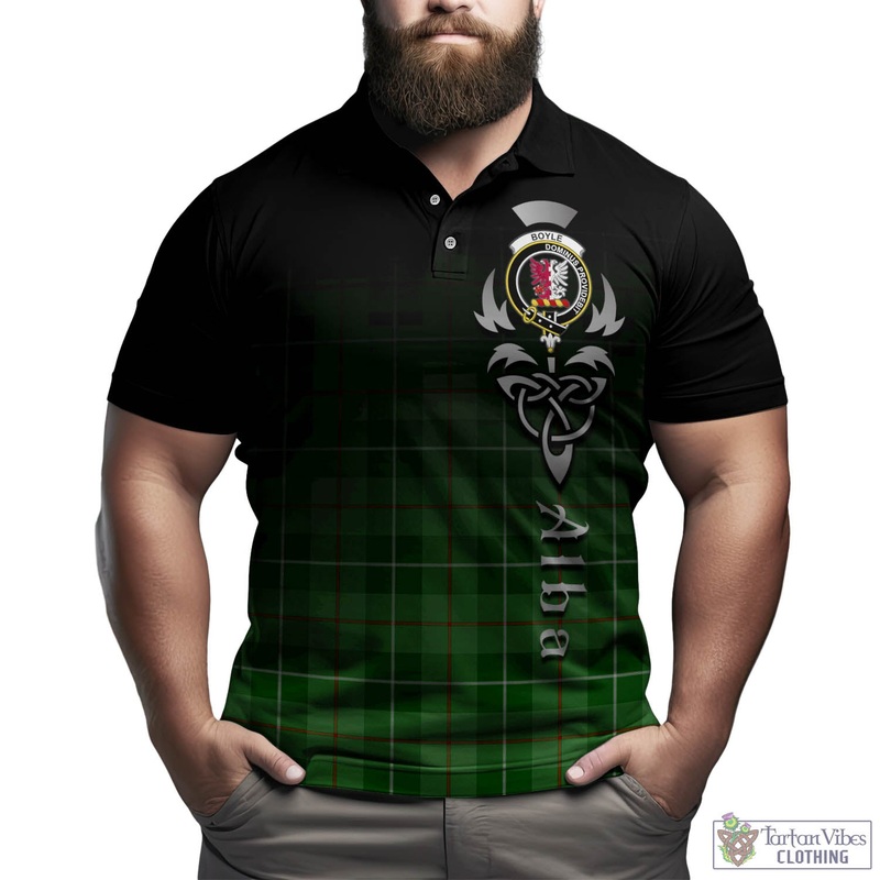 Boyle Tartan Polo Shirt Featuring Alba Gu Brath Family Crest Celtic Inspired