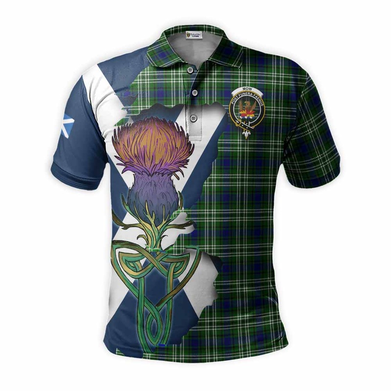 Mow Tartan Family Crest Polo Shirt Scottish Thistle Celtic Inspired