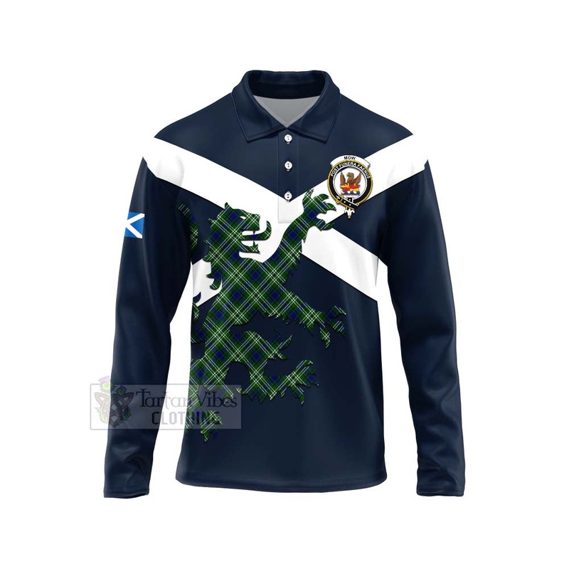 Mow Tartan Lion Rampant Long Sleeve Polo Shirt  Proudly Display Your Heritage with Alba Gu Brath and Clan Name
