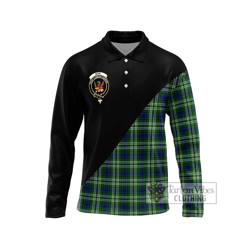 Mow Tartan Long Sleeve Polo Shirt with Family Crest and Military Logo Style