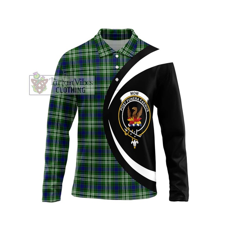 Mow Tartan Long Sleeve Polo Shirt with Family Crest Circle Style