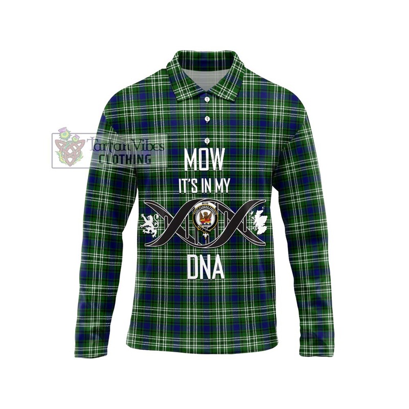 Mow Tartan Long Sleeve Polo Shirt with Family Crest DNA In Me Style