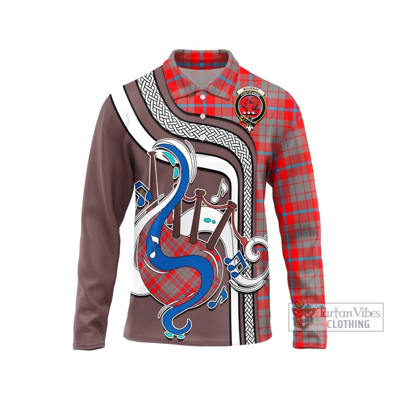 Moubray Tartan Long Sleeve Polo Shirt with Epic Bagpipe Style