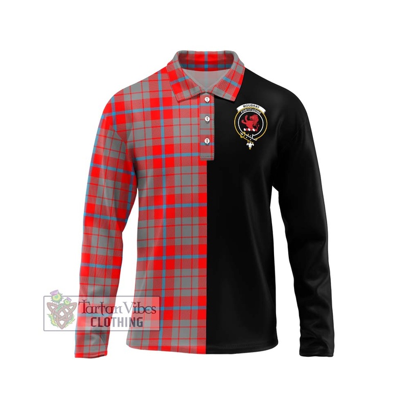 Moubray Tartan Long Sleeve Polo Shirt with Family Crest and Half Of Me Style