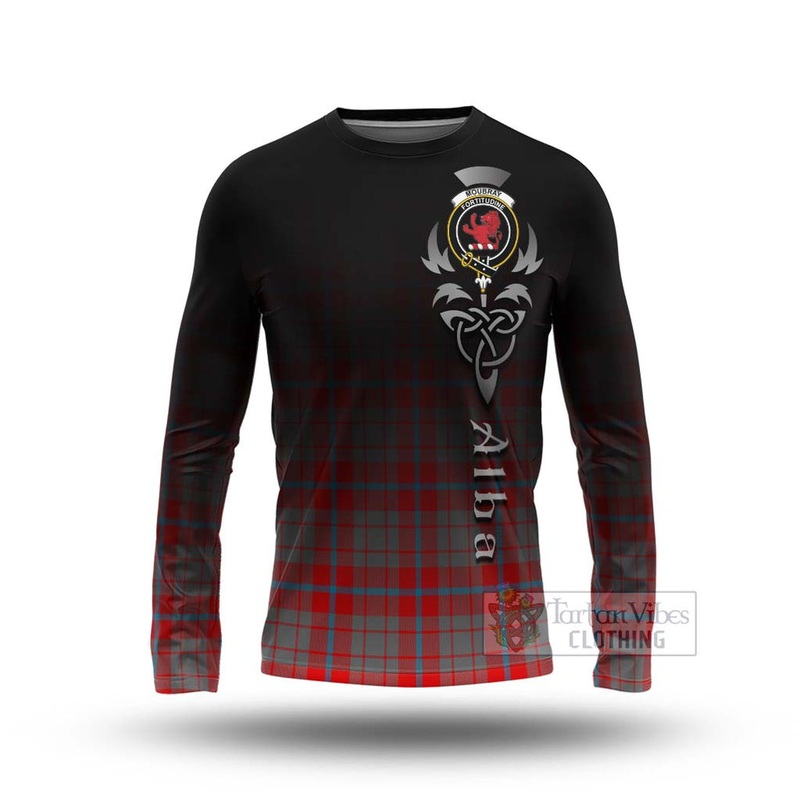 Moubray Tartan Long Sleeve T-Shirt Featuring Alba Gu Brath Family Crest Celtic Inspired