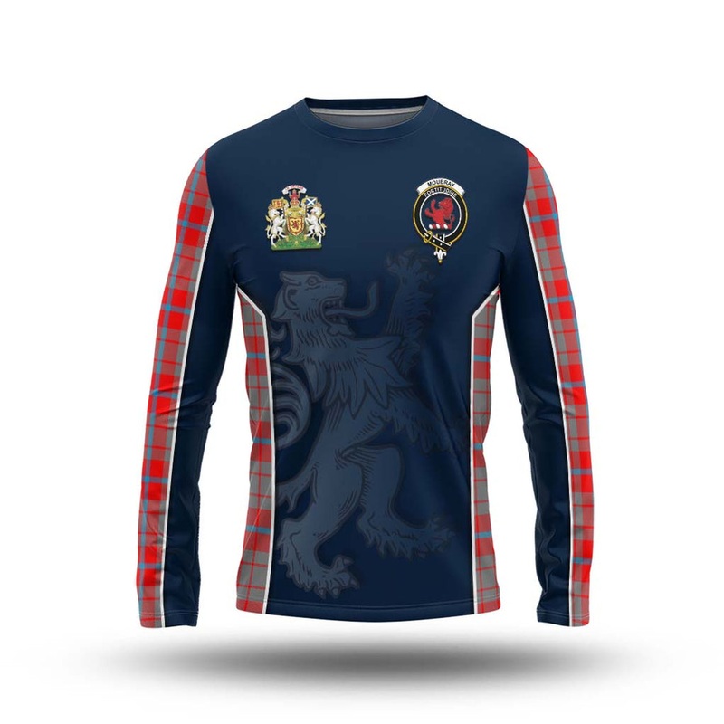 Moubray Tartan Long Sleeve T-Shirt with Family Crest and Lion Rampant Vibes Sport Style