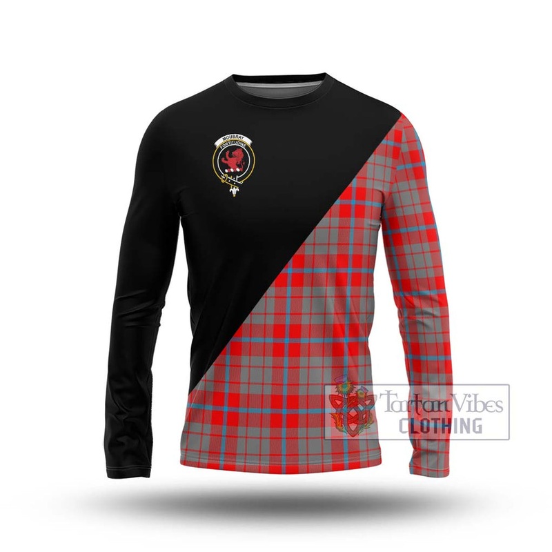 Moubray Tartan Long Sleeve T-Shirt with Family Crest and Military Logo Style