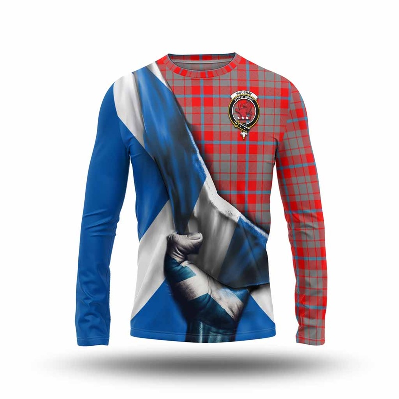 Moubray Tartan Long Sleeve T-Shirt with Family Crest Scotland Patriotic Style