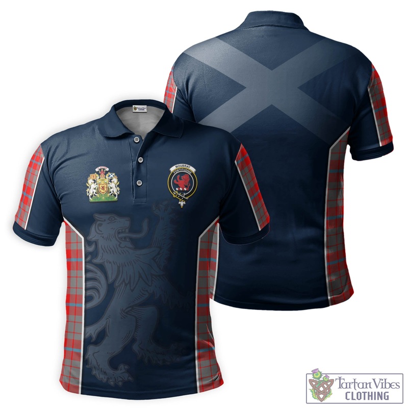 Moubray Tartan Men's Polo Shirt with Family Crest and Lion Rampant Vibes Sport Style