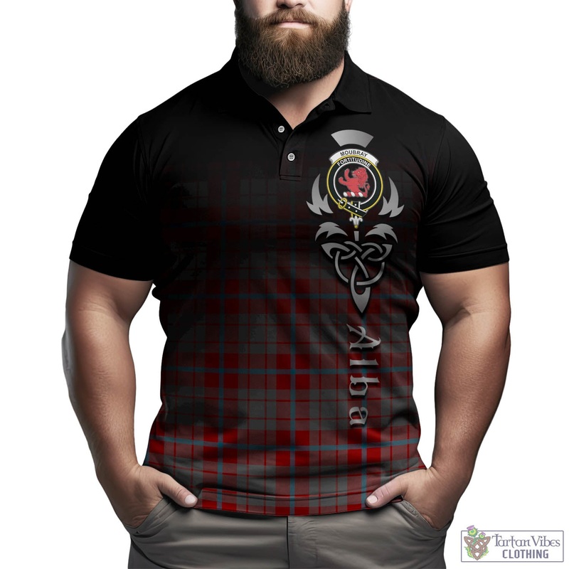 Moubray Tartan Polo Shirt Featuring Alba Gu Brath Family Crest Celtic Inspired