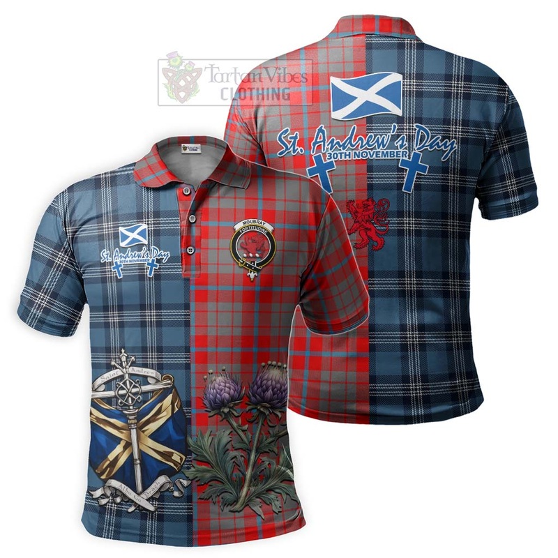 Moubray Tartan Polo Shirt Happy St. Andrew's Day Half Tartan Style