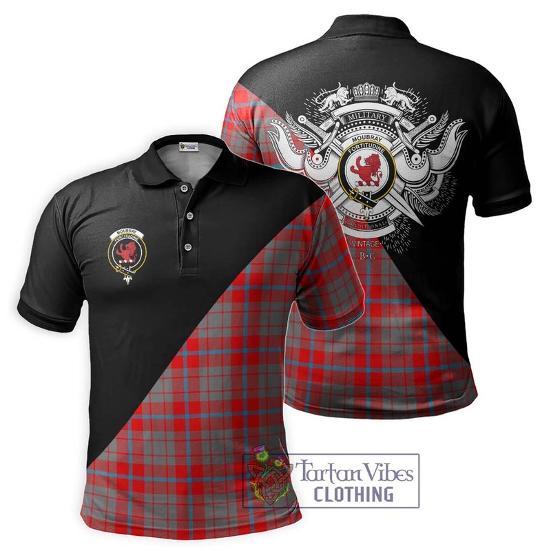Moubray Tartan Polo Shirt with Family Crest and Military Logo Style