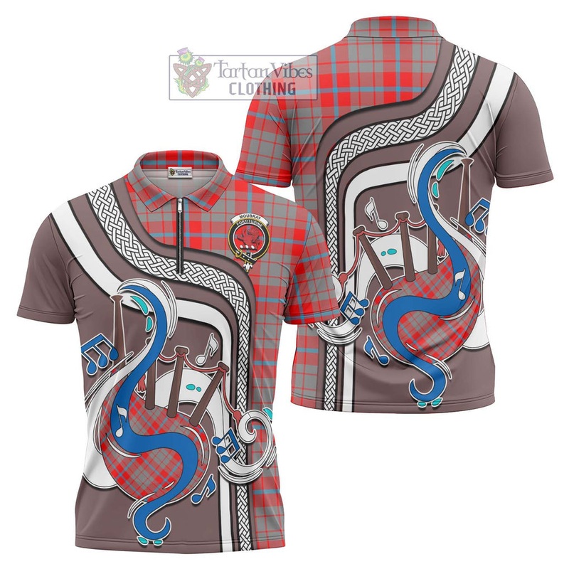 Moubray Tartan Zipper Polo Shirt with Epic Bagpipe Style